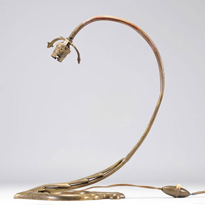 Lampe de bureau Art Nouveau en bronze motif floral 