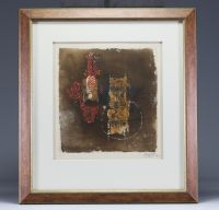 Johnny FRIEDLÄNDER (1912-1992) Abstract etching numbered and signed.