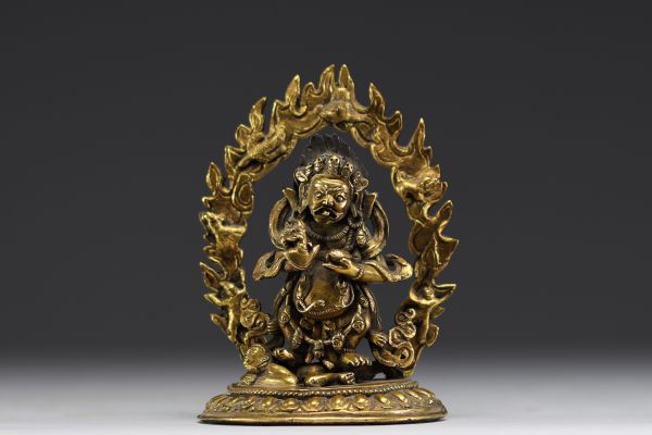 Chine - Tibet - Figure de Mahakala en bronze doré, d'époque XVIIIème.