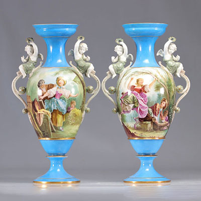 (2) Henri ARDANT (1828-1883) Pair of blue 