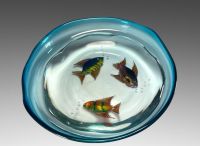 Pino SIGNORETTO (1944-2017) - Imposing Murano glass bowl with fish decoration.