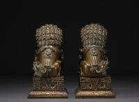 China - Pair of bronze Lions of Fô.