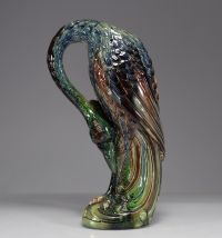 Vase en faïence de Bruges, modèle « échassier » vers 1900