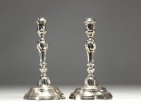 A pair of Louis XV silver candlesticks with the Courtrai hallmark Belgium, 18th century.