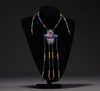 China - Set of necklaces in cloisonné enamel and pearls.