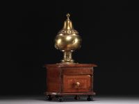 Walnut and brass coffee grinder, 18th-19th century.