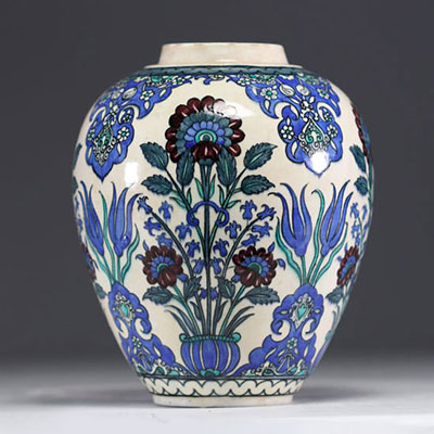 Samson, Edmé et Cie France - Vase ovoïde en porcelaine à motifs Iznik, art Ottoman, époque XIXème.