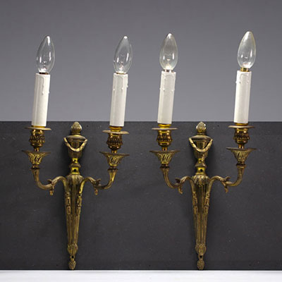 Pair of Louis XVI style sconces, 19th-20th century.