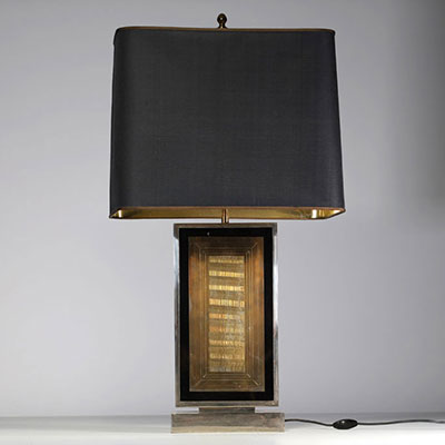 Roger VANHEVEL (20th century) Brass mood lamp, engraved at the tip, circa 1970.