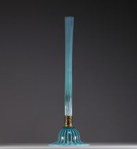 John Walsh WALSH (XIX-XX) Grand vase soliflore Art Nouveau en verre opale et transparent, monture en métal, vers 1900.