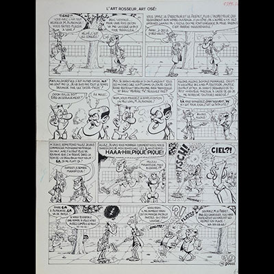 Jacques DEVOS (1924-1992) ‘Génial Olivier’ Cartoon, gag 76 from the journal Spirou, 41 x 32 cm