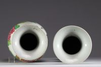 China - Set of two Qianjiang cai vases in famille rose porcelain.