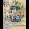 ‘Bugatti sur un boulevard parisien’ Oil on canvas, after “Parisian Snapshot” by Alan Fearnley