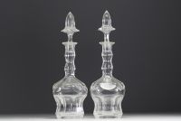 Val Saint Lambert - Pair of cut crystal decanters, Lalaing model, 20th century