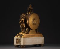 Louis XVI period clock in gilt bronze and white marble, Crosnier movement in Paris.