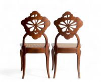 Émile GALLÉ (1846 - 1904) ‘Ombelles’ model Exceptional pair of solid walnut chairs, circa 1903-1904