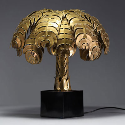 Ateliers Christian Téchoueyres for Maison Jansen - Palm tree lamps in solid brass, circa 1970.