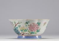 Large porcelain bowl from the Famille Rose with flowers and phoenix decoration from the 19th century