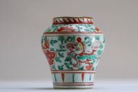 China - Green family polychrome porcelain vase, Kangxi