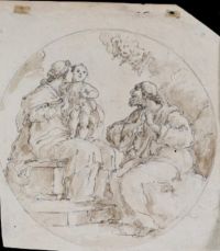 Set of three pen and wash drawings, 18th century French, Flemish and Italian school.