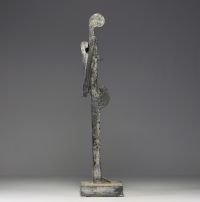 ‘Maternity’ African woman carrying her child - Constructivist sculpture in zinc.