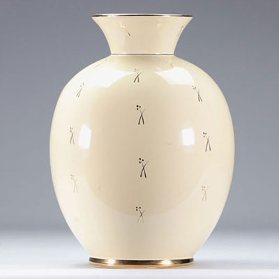 VILLEROY & BOCH Septfontaines, beige earthenware vase with gold motifs