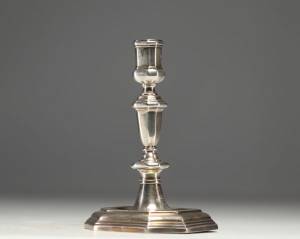 Solid silver candlestick, hallmarked Picardy, 18th century.