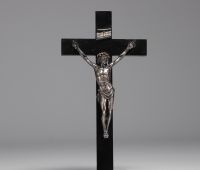 Christ on the Cross in solid silver, gold and rubies, Pontifical hallmark, Rome, late 17th century.