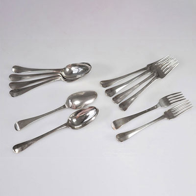 Set of solid silver flatware from 18th century