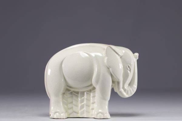 Charles LEMANCEAU (1905-1980) Éléphant craquelé Art Déco édité par Saint Clément.