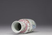 China - Famille Rose porcelain vase with floral and bird design, 19th century.