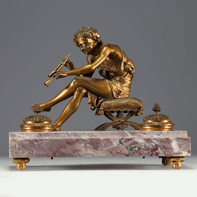 ‘Young Bacchus’ Marble and bronze inkwell.