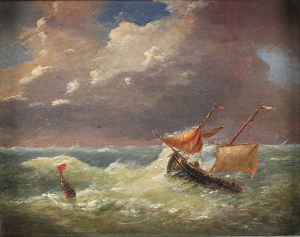 Eugène VERBOECKHOVEN (1798-1881) ‘Marine’ oil on panel from the 19th century, signed.