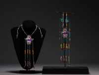 China - Set of necklaces in cloisonné enamel and pearls.