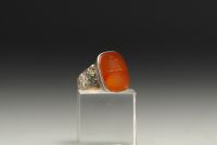 Silver ring with heraldic seal in carnelian agate, late 19th century.