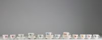 Meissen - Set of 12 polychrome porcelain cups and saucers decorated with dragons, swords mark under the pieces.