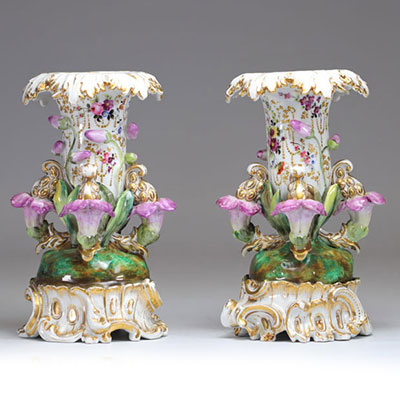 Paire de vases en porcelaine de Paris XIXème Jacob Petit 