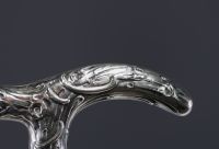 Art Nouveau cane in sterling silver with a snake motif in the branches, hallmarked 800.