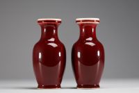 China - Set of a pair of vases and an oxblood vase.