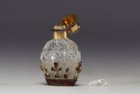 Salt flask in cut crystal, vermeil and ruby, 19th century.