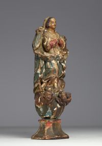 ‘Immaculate Virgin’ Baroque sculpture in polychrome wood, 17th century.