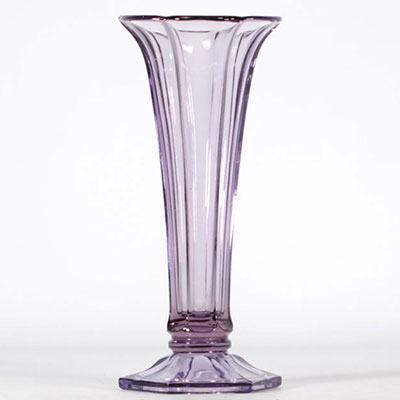 Val Saint Lambert Luxval mauve Art Deco vase