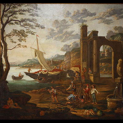 ‘Large oil on canvas, probably Italy, illegible signature, late 17th century.