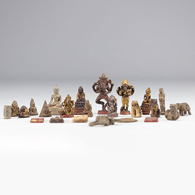 Collection of Buddhas and deities Asia circa 1900