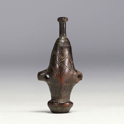 Africa DRC - Chokwe whistle in carved wood, 19th-20th century.