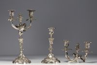 A pair of Louis XV silver-plated bronze candlesticks.