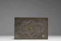 China - Pewter and copper tobacco drying case with dragon decoration, late 19th century.