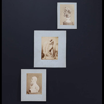 Auguste RODIN (1840-1917) - Set of three exceptional photographs, albumen prints, one of which is dedicated to his Belgian friend Gustave Joseph Biot.