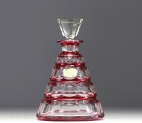 Val Saint Lambert - Art Deco decanter in red lined crystal.