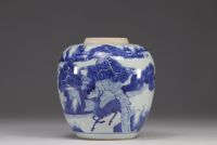 China - white and blue porcelain pot decorated with deer, egret and pine, circle mark.